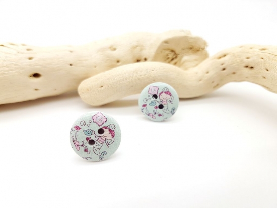 Preview: Meerjungfrau Knopf Ohrstecker Button